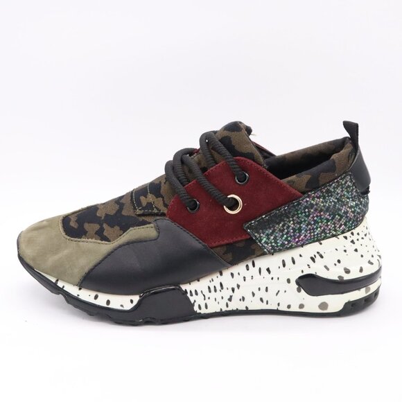 Steve Madden Cliff Sneakers Women’s Size 7.5 Green Burgundy Camo - Picture 10 of 15